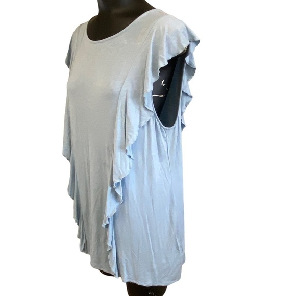 Joseph A. Flutter Sleeves Light Blue Top Blouse - Picture 3 of 6